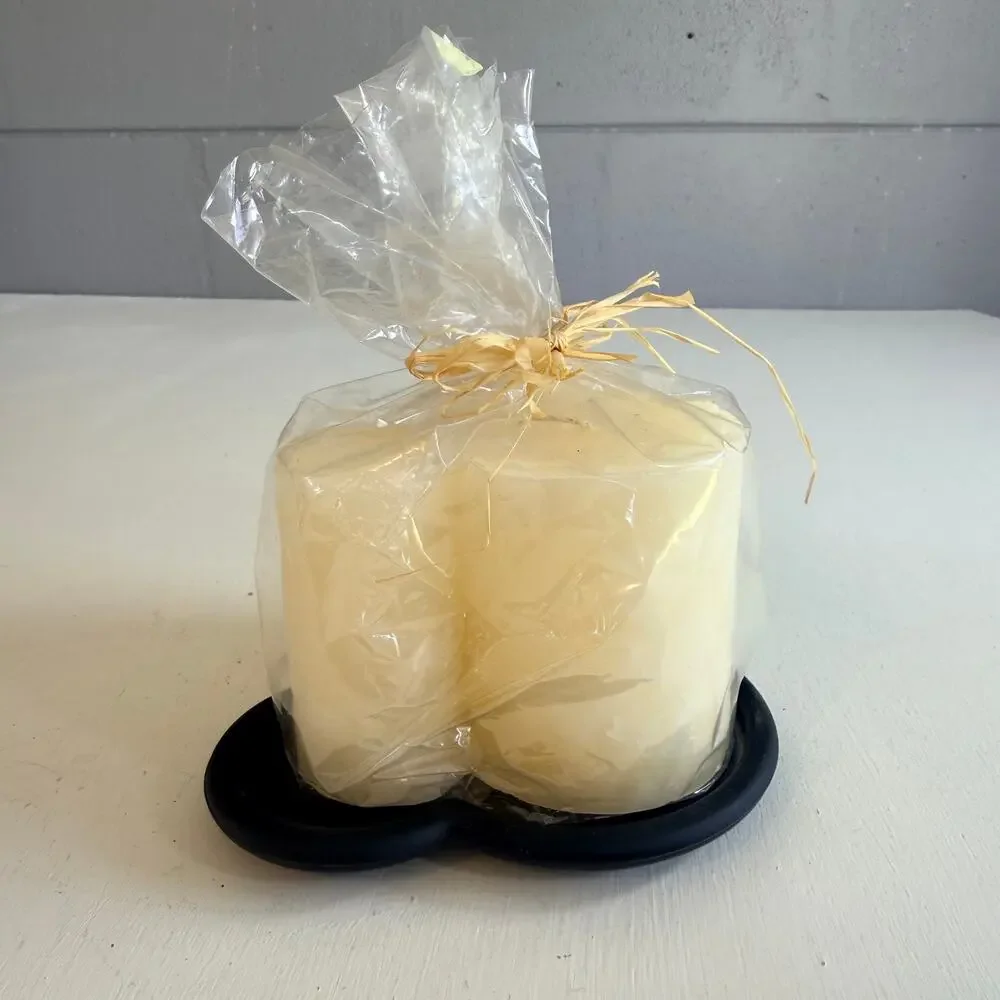 Vintage Disney Mickey Mouse Clover Candle with Tray 3x3 Pillar Candle Gift Set